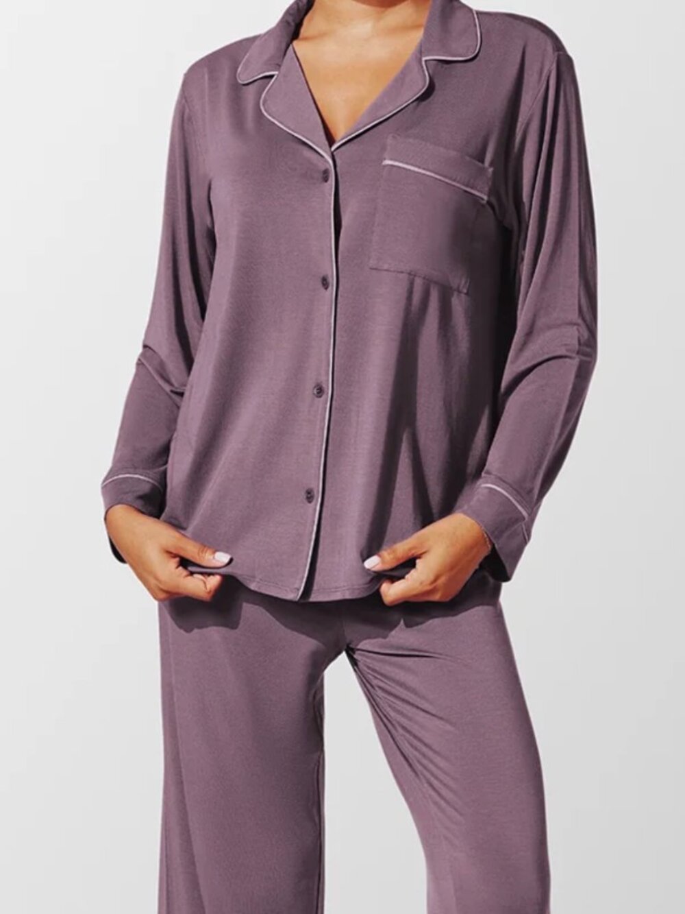 Thirdlove WonderKnit Classic Pajama Set Purple Women's Large